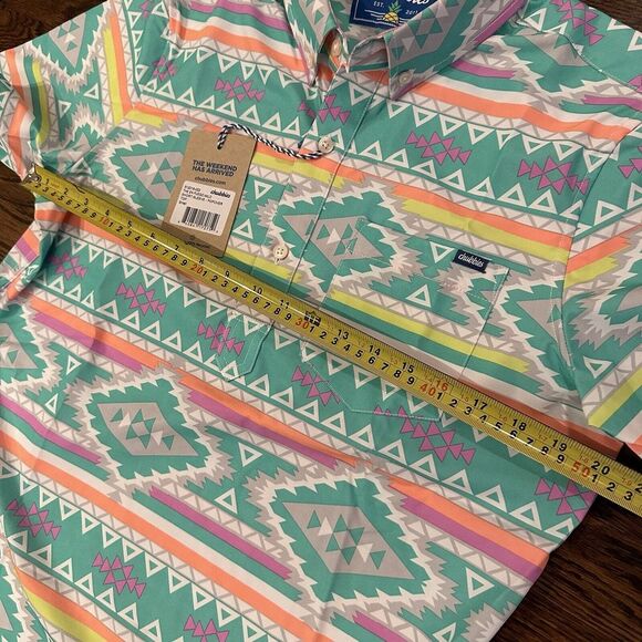 NEW Chubbies The En Fuego Button Front Pop Over Stretch Top Men's Aztec Small A4 - Picture 6 of 8